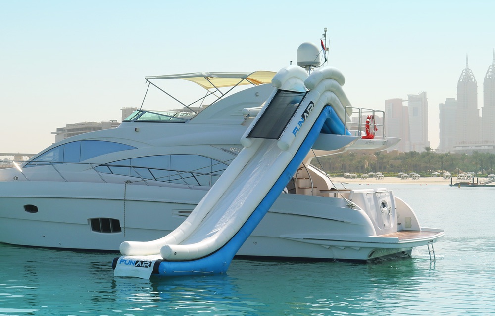 yacht with water slide